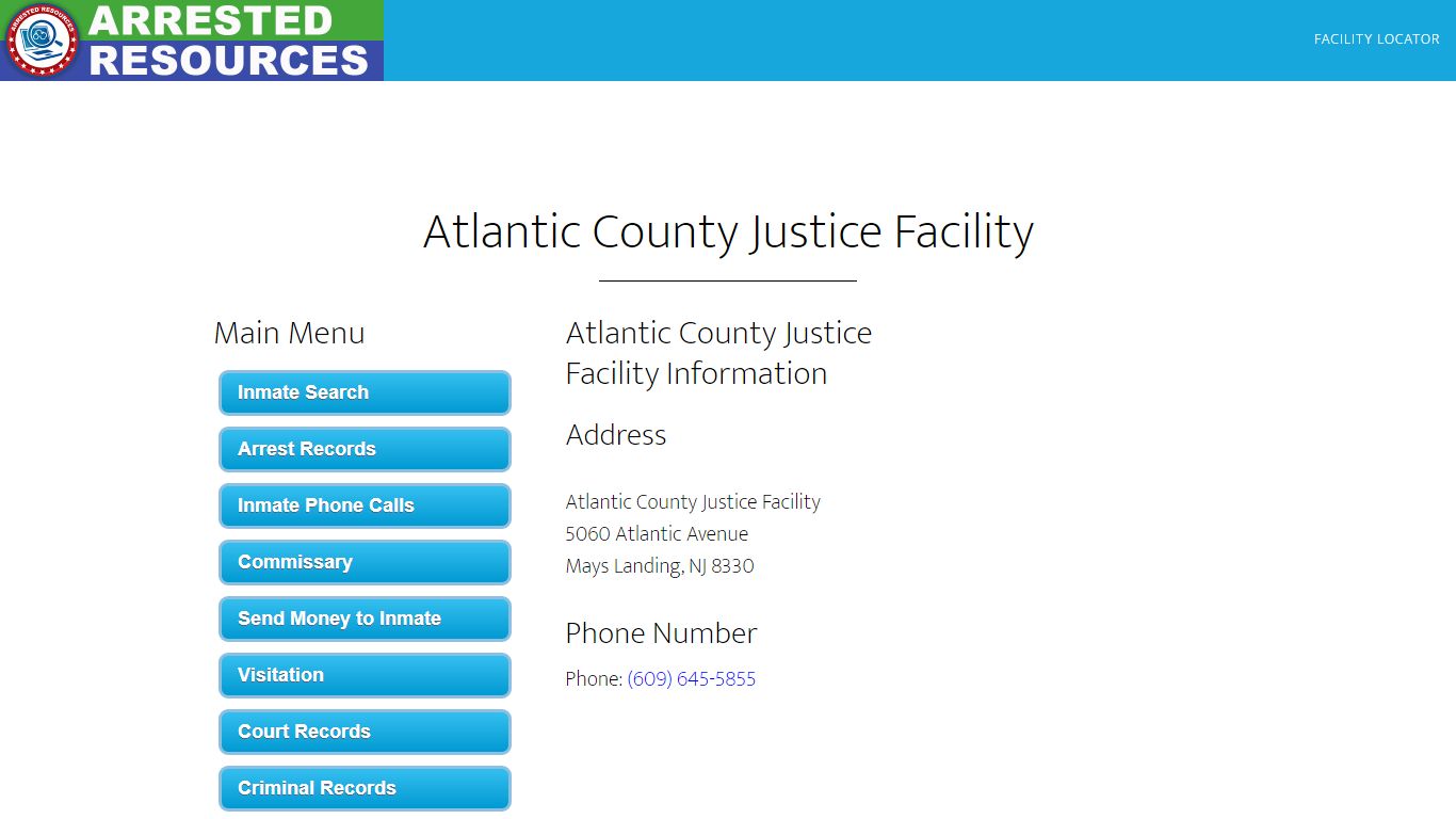 Atlantic County Justice Facility - Inmate Search - Mays Landing, NJ