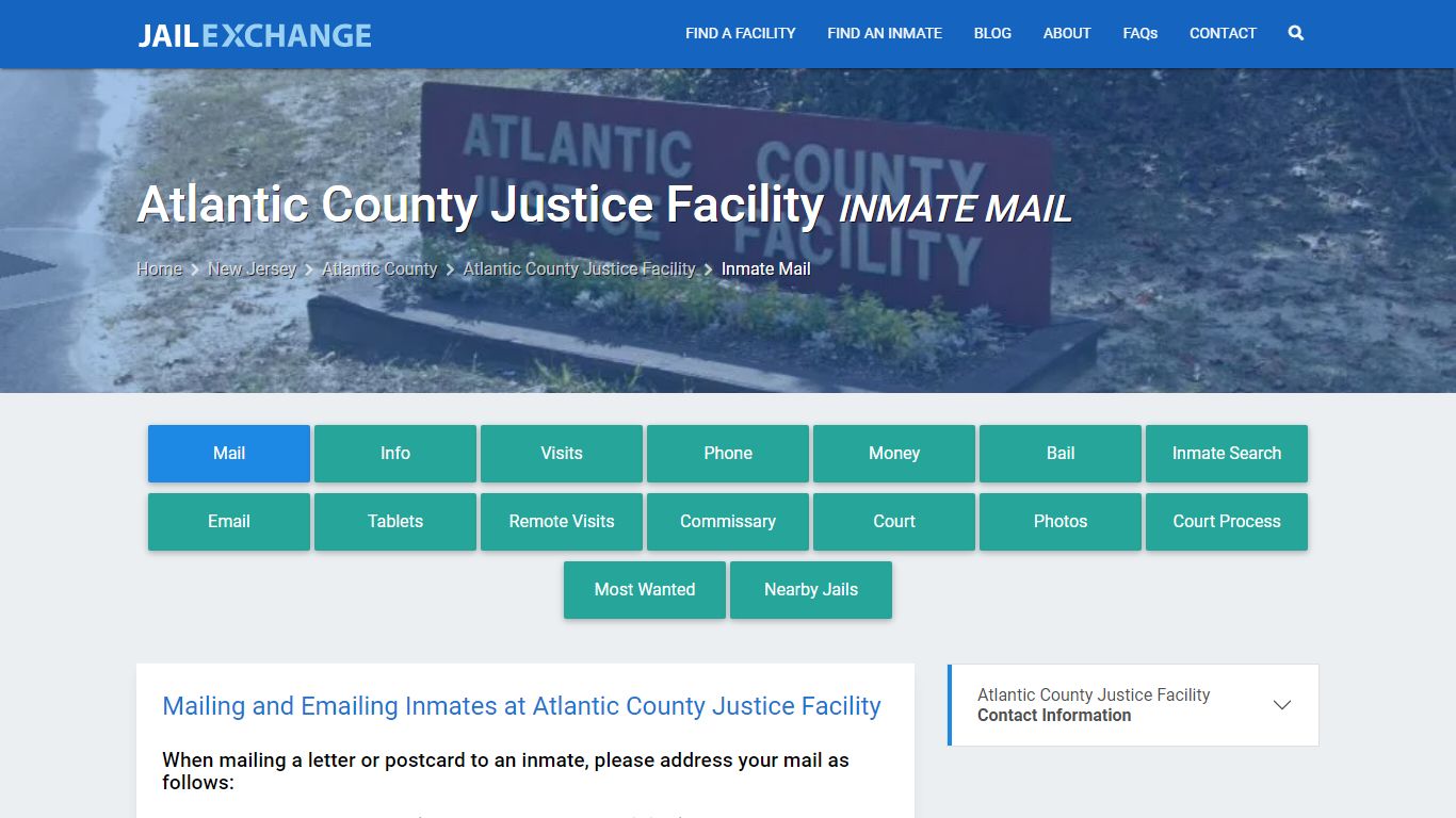 Inmate Mail - Atlantic County Justice Facility, NJ - Jail Exchange